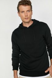 Erkek Siyah Kapüsonlu Sweatshirt 0KAM71593LK - 1