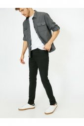 Erkek Siyah Skinny Fit Jean Pantolon - 1