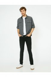 Erkek Siyah Skinny Fit Jean Pantolon - 2