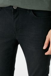Erkek Siyah Skinny Fit Jean Pantolon - 5