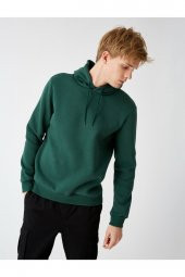 Erkek Yeşil Kapüsonlu Uzun Kollu Sweatshirt - 2