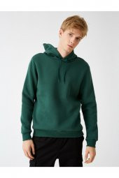 Erkek Yeşil Kapüsonlu Uzun Kollu Sweatshirt - 3