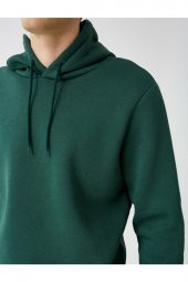 Erkek Yeşil Kapüsonlu Uzun Kollu Sweatshirt - 5