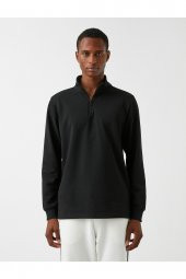 Fermuarlı Dik Yaka Sweatshirt - 3