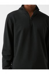 Fermuarlı Dik Yaka Sweatshirt - 5
