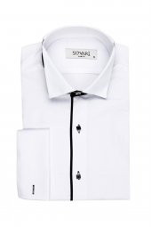 Ata Yaka Slim Fit Siyah Çizgili Erkek Gömlek - 1