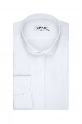 Slim Fit Filafil Beyaz Erkek Gömlek - 1