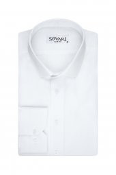 Slim Fit Filafil Beyaz Erkek Gömlek - 1