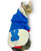 Sweet Blue Rabbit Sweatshirt Kapşonlu Kedi Kıyafeti Kedi Sweatshirt - 1