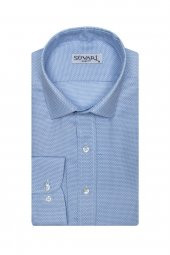 Slim Fit Armür Desenli Erkek Gömlek - 1
