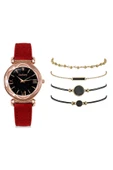 Kadın Kol Saati Lüks Moda Şık Trend Set Saat Kırmızı thumbnail 2