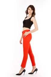 Modatalika Kadın Yüksek Bel Bilek Boy Düz Kesim Pantolon thumbnail 8