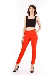 Modatalika Kadın Yüksek Bel Bilek Boy Düz Kesim Pantolon thumbnail 9