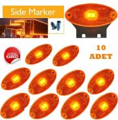 KAMYON TIR DORSE OTOBÜS YAN MARKER LAMBA OVAL 10 ADET SARI 24V - 1