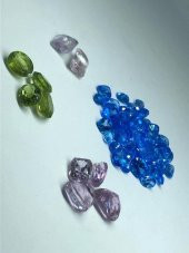 Doğal Topaz Taşı 66 Adet - Mavi Yeşil Beyaz Pembe Topaz Taşı - 1