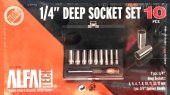 Alfa 1/4" İnç Derin Lokma Tornavida Takımı Seti 10 Parça - 1