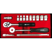 Alfa Tech 1/4" İnç Cırcırlı Uzatmalı Lokma Seti Takımı 16 Parça - 2