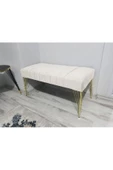 Modern Çizgi Model Puf Ayakucu Bench Gold Metal Ayak 120 Cm - 1