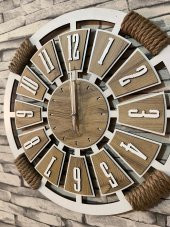 Lavintadesign Dekoratif Ahşap Kişiye Özel Halatlı Duvar Saati 50 cm - 2