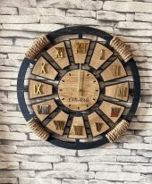 Lavintadesign Dekoratif Ahşap İsme Özel Halatlı Duvar Saati - 1