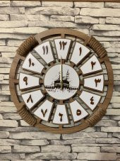 Lavintadesign Arapça Rakamlı Dekoratif Ahşap Duvar Saati 50 cm - 5