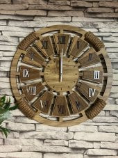 Adapromosyon Dekoratif Ahşap Halatlı Duvar Saati 50 cm - 1
