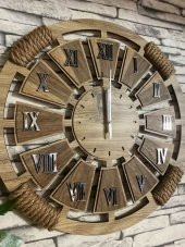 Adapromosyon Dekoratif Ahşap Halatlı Duvar Saati 50 cm - 2