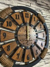 Adapromosyon Dekoratif Ahşap Halatlı Duvar Saati 40 cm - 1