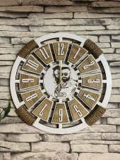 Adapromosyon Resimli Hediyelik Dekoratif Ahşap Duvar Saati 50 cm - 4