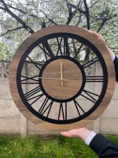 Adapromosyon Dekoratif Siyah Ahşap Duvar Saati 40 cm - 1