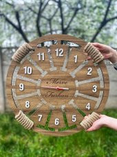 Adapromosyon İsme Özel Hediyelik Ahşap Duvar Saati 50 cm - 1