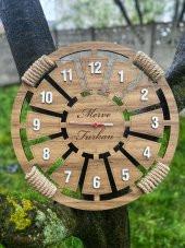 Adapromosyon İsme Özel Hediyelik Ahşap Duvar Saati 50 cm - 2