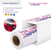 PlotterSarf Microporous Parlak Glossy PP Film Yapışkanlı Waterprof 230 Mic 107cm x 50 mt (1 Rulo) - 1