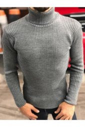Boğazlı Slim Fit Triko Kazak - 1