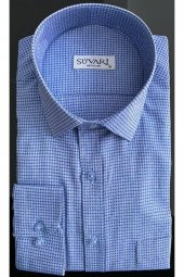 Bol Kesim Armürlü Mavi Gömlek thumbnail 1