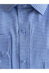 Bol Kesim Armürlü Mavi Gömlek thumbnail 2