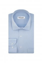 Gm2025000198 Klasik Yaka Regular Fit Armürlü Mavi Erkek Gömlek thumbnail 1