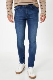 Erkek Mavi Super Skinny Cepli Pantolon - 3