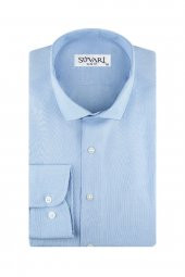 Slim Fit Filafil Soluk Mavi Erkek Gömlek - 1