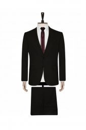 Desenli Siyah Slim Fit Takım Elbise - 1