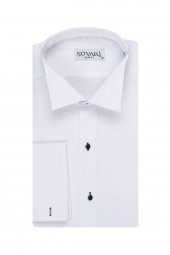 Erkek Beyaz Ata Yaka Slim Fit Gömlek thumbnail 1