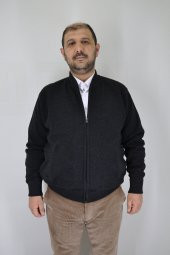Erkek Füme Hakim Yaka Astarlı Hırka - 1
