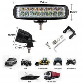 18 Led 54 W Beyaz 3 Modlu Turuncu Beyaz Çakarlı Gündüz Ledi Off Road Far Çalışma Lambası Sis Lambası - 4