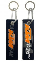 KTM Çift Taraflı Dokuma Kumaş Karabina Motosiklet Anahtarlık - 1