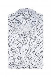 Slim Fit Desenli Lacivert Erkek Gömlek - 1