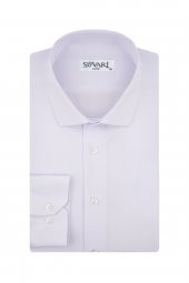 Slim Fit Armür Desenli Mavi Erkek Gömlek thumbnail 2