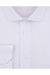 Slim Fit Armür Desenli Mavi Erkek Gömlek thumbnail 5