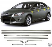 Leonacs Fams Otomotiv Focus 3 Sedan Krom Cam Çıtası 8 parça 2010-2018 arası Paslanmaz Çelik - 1