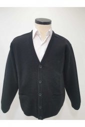 Erkek Lacivert Çelik Örgü Düğmeli Hırka - 3