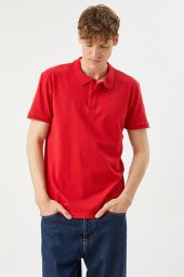Erkek Sarı Polo Yaka T-Shirt Basic Kisa Kollu Pamuklu - 5